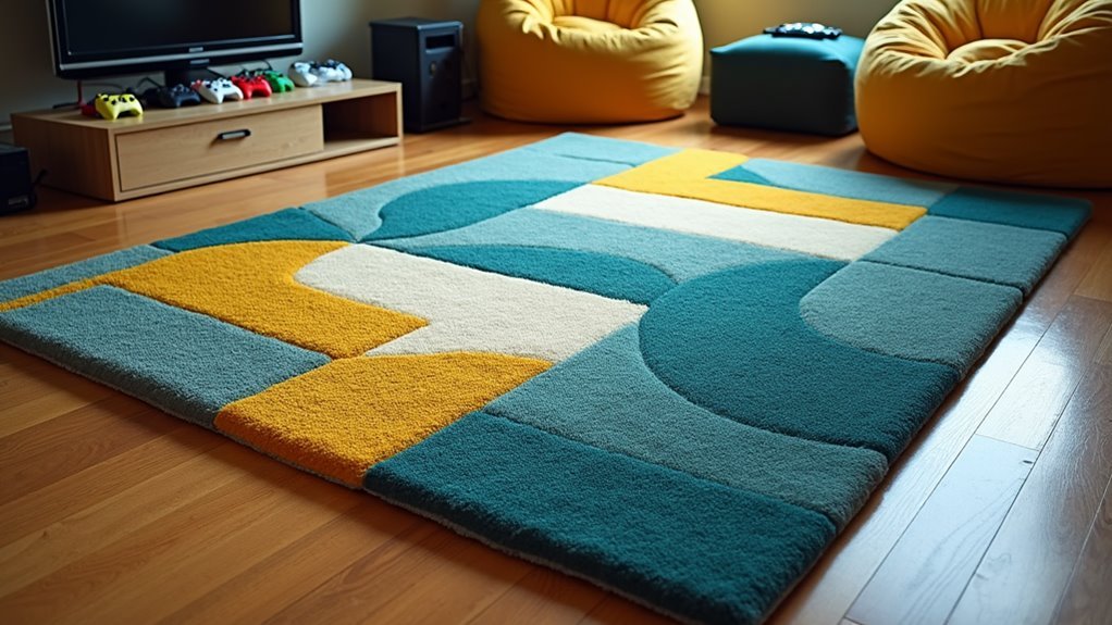 stylish rugs for game rooms